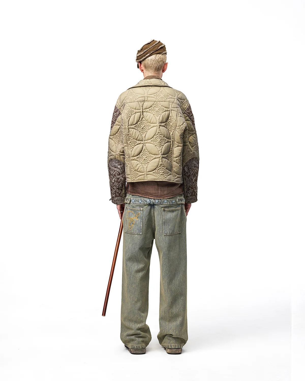 EMO Two-Tone Quilted Embroidered Moto Jacket