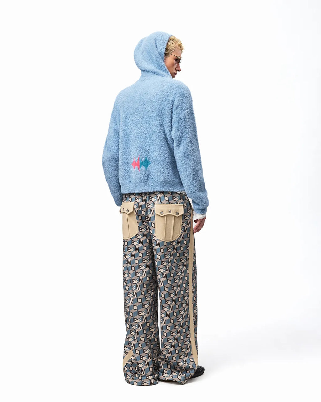 EMO Logo Print Wide-Leg Sweatpants Blue