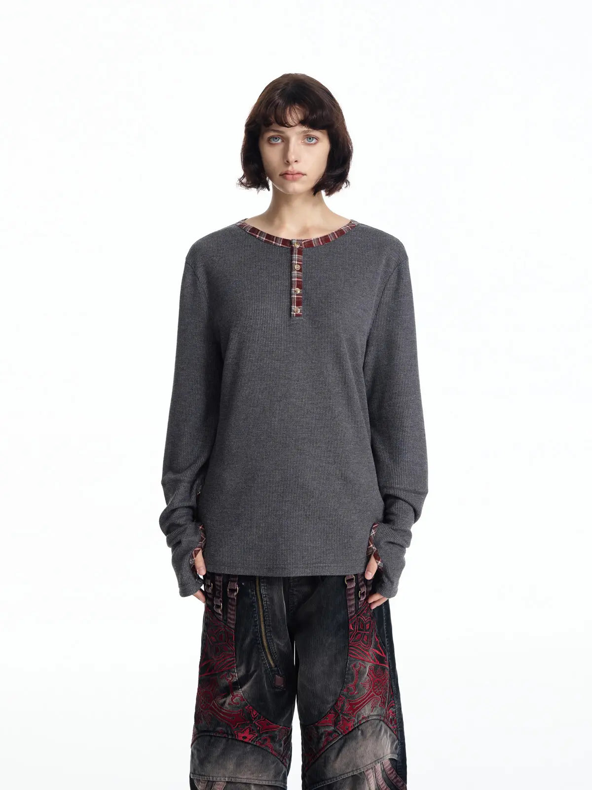 EMO Textured Waffle-Knit Slim-Fit Top