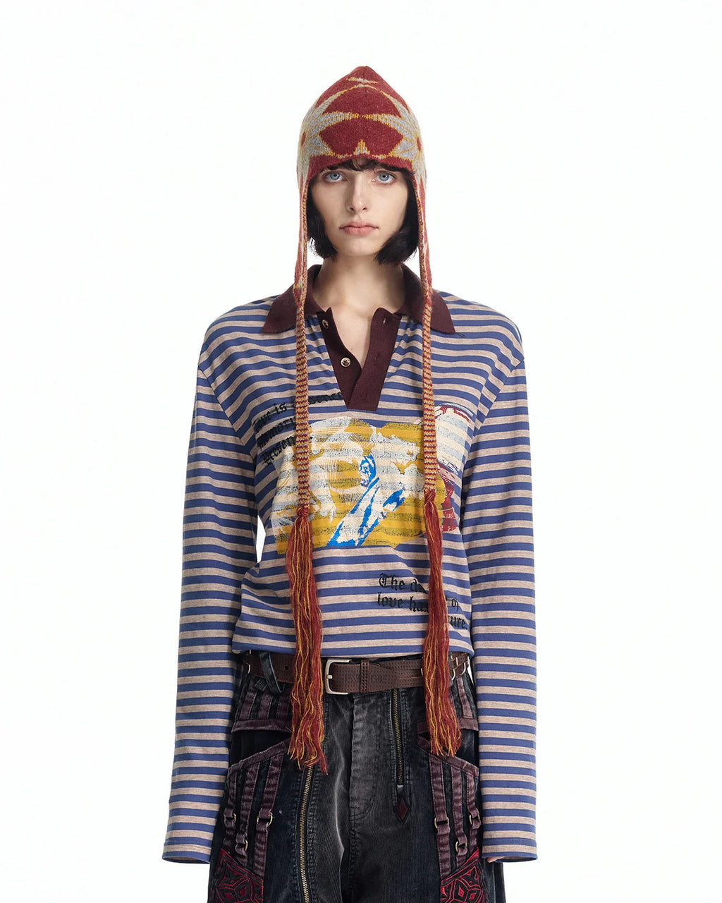 EMO "Retro Film Reel" Striped Knit Polo