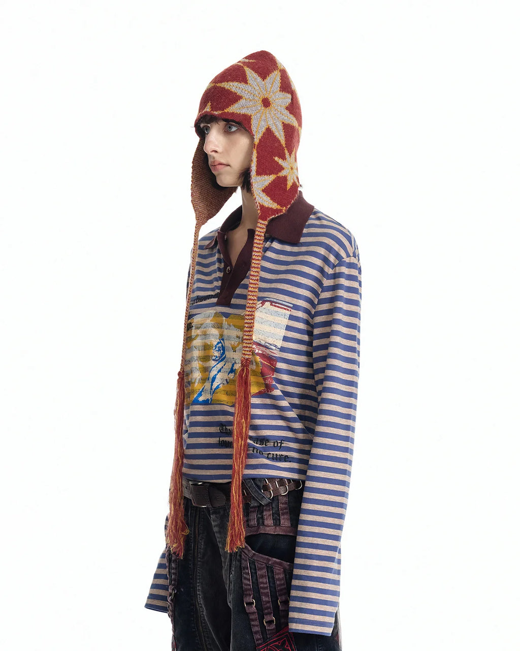 EMO "Retro Film Reel" Striped Knit Polo