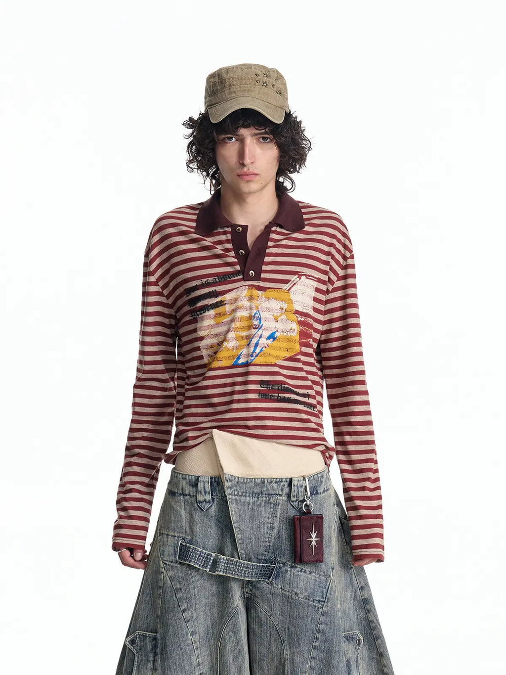 EMO "Retro Film Reel" Striped Knit Polo