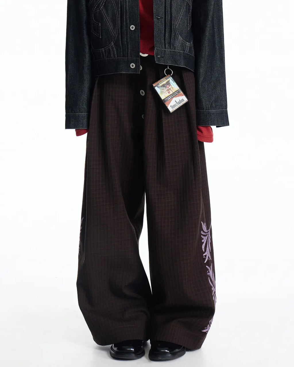 EMO Check-jacquard Wide Leg Trouser