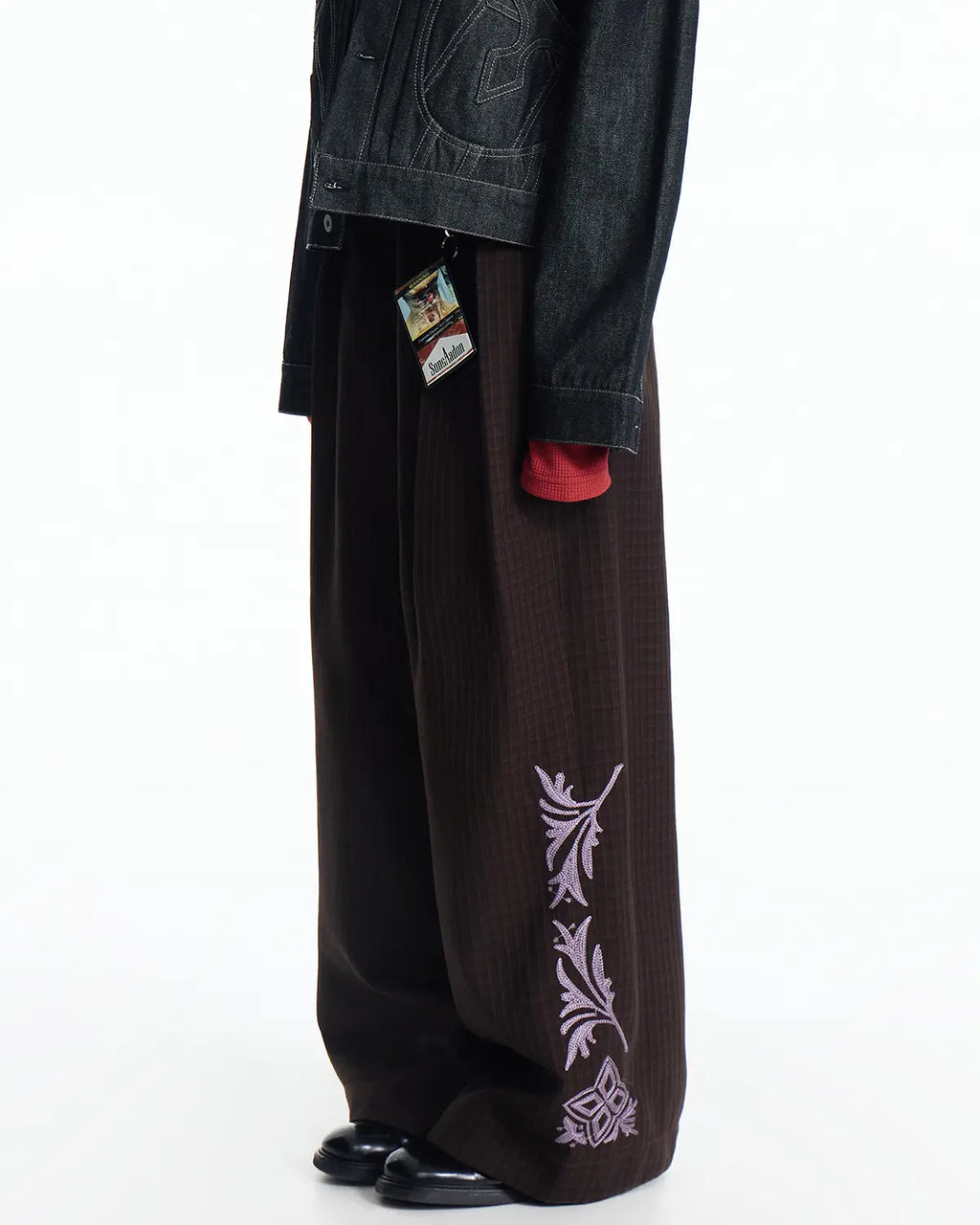 EMO Check-jacquard Wide Leg Trouser