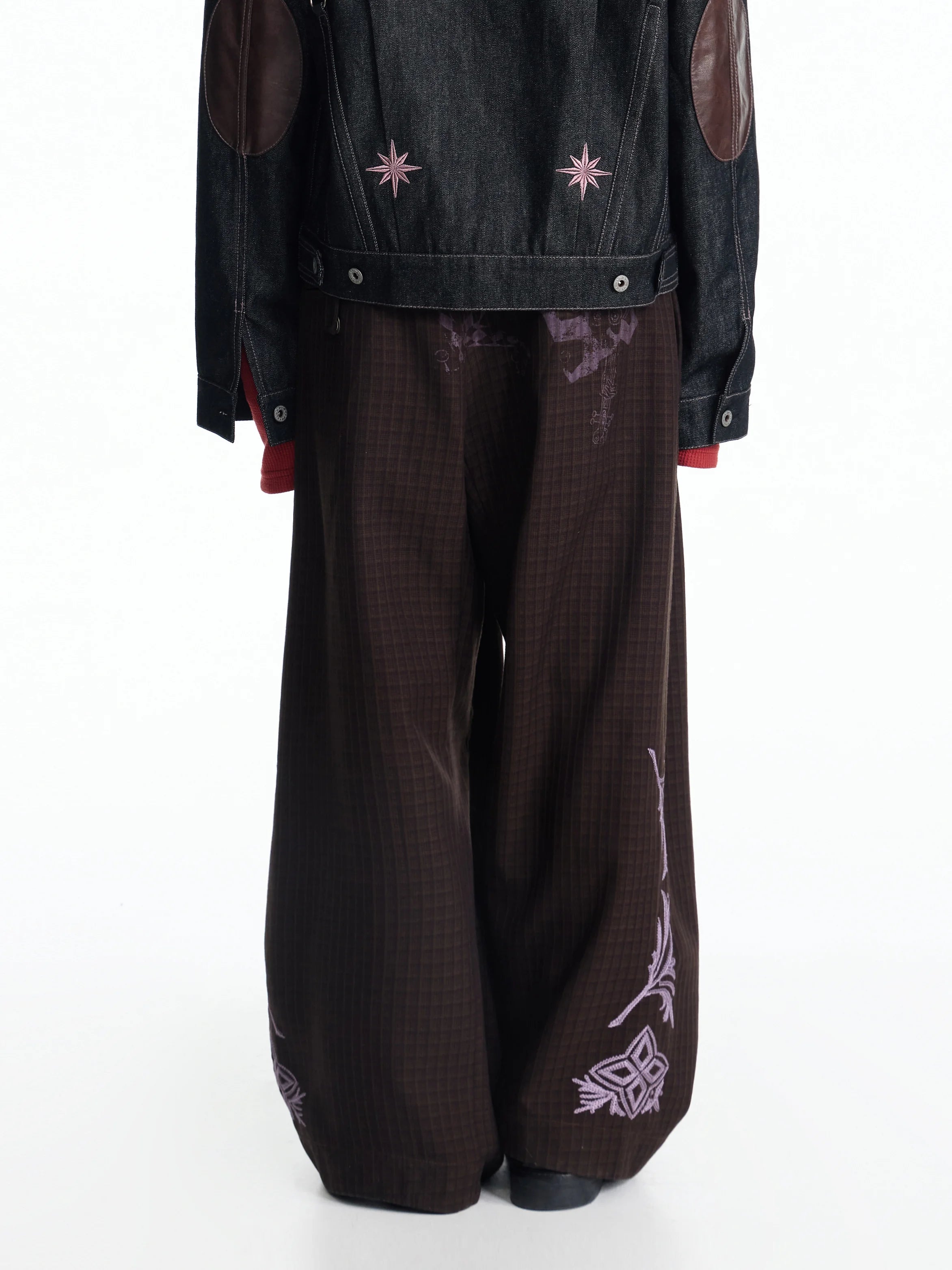 EMO Check-jacquard Wide Leg Trouser