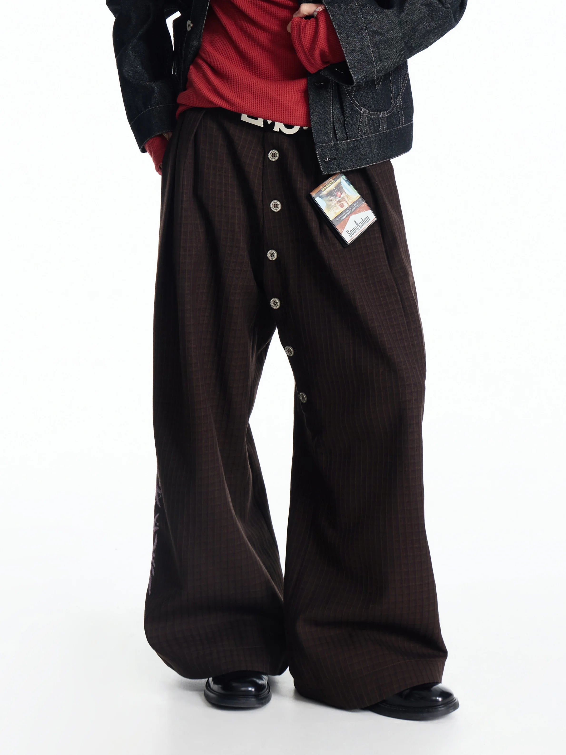 EMO Check-jacquard Wide Leg Trouser