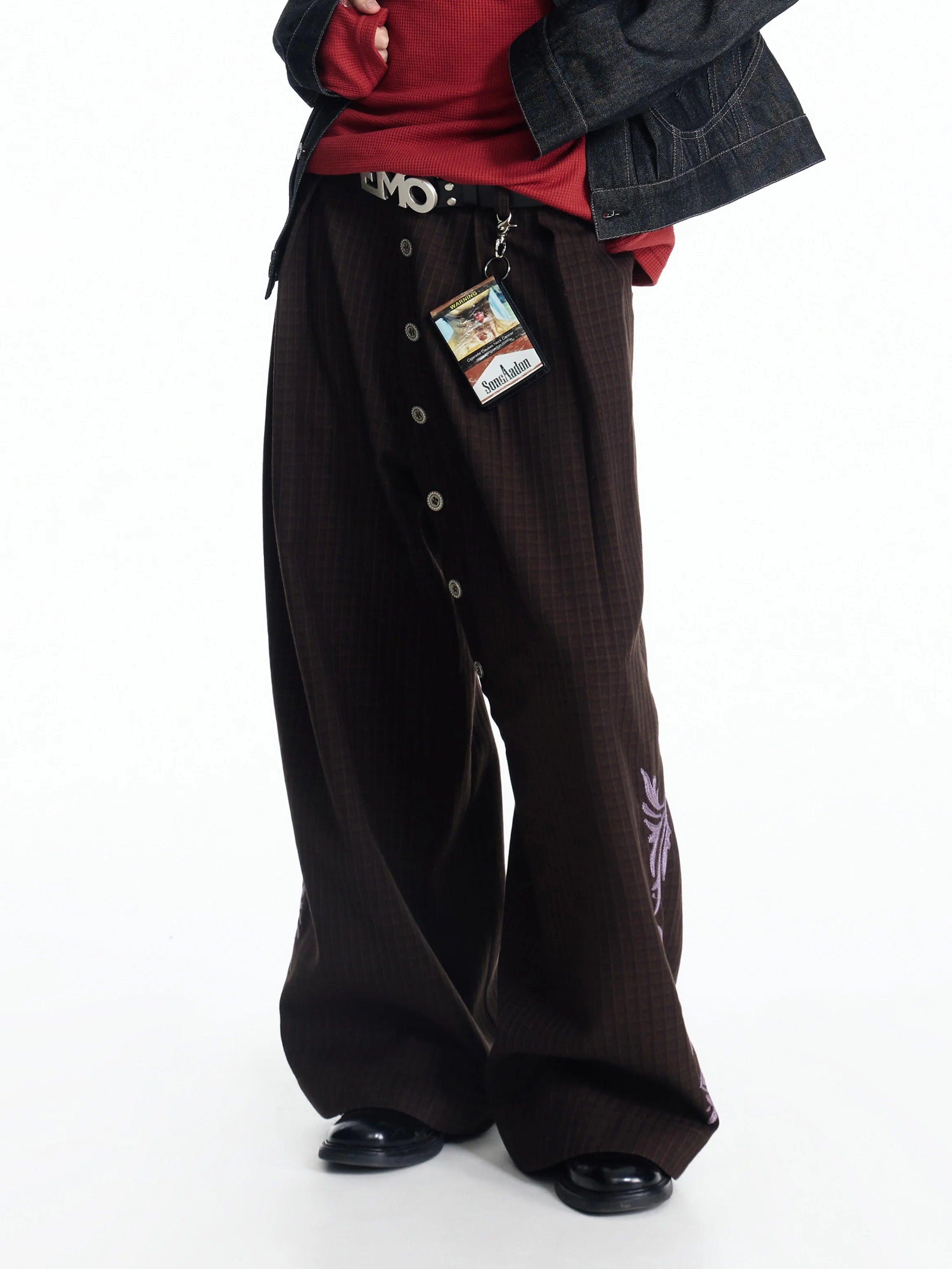 EMO Check-jacquard Wide Leg Trouser