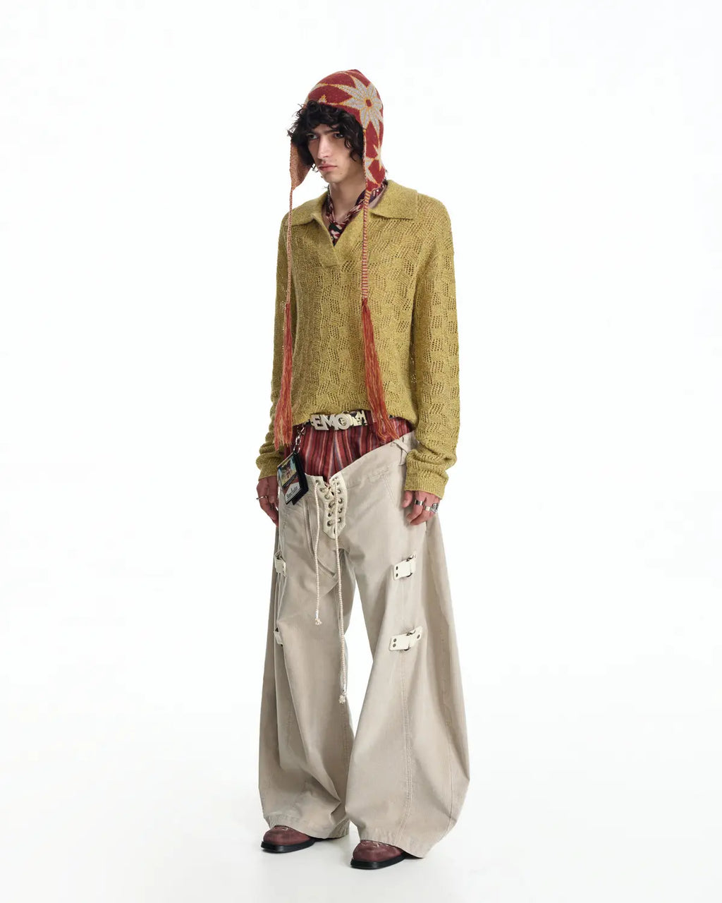 EMO Double Waistline Stripe Cord Pants
