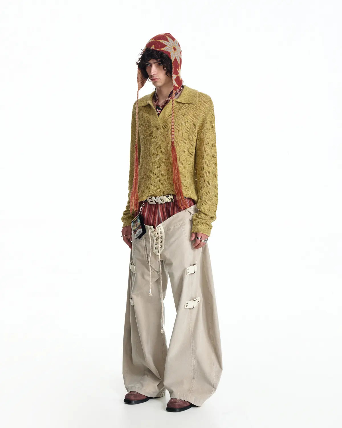 EMO Double Waistline Stripe Cord Pants
