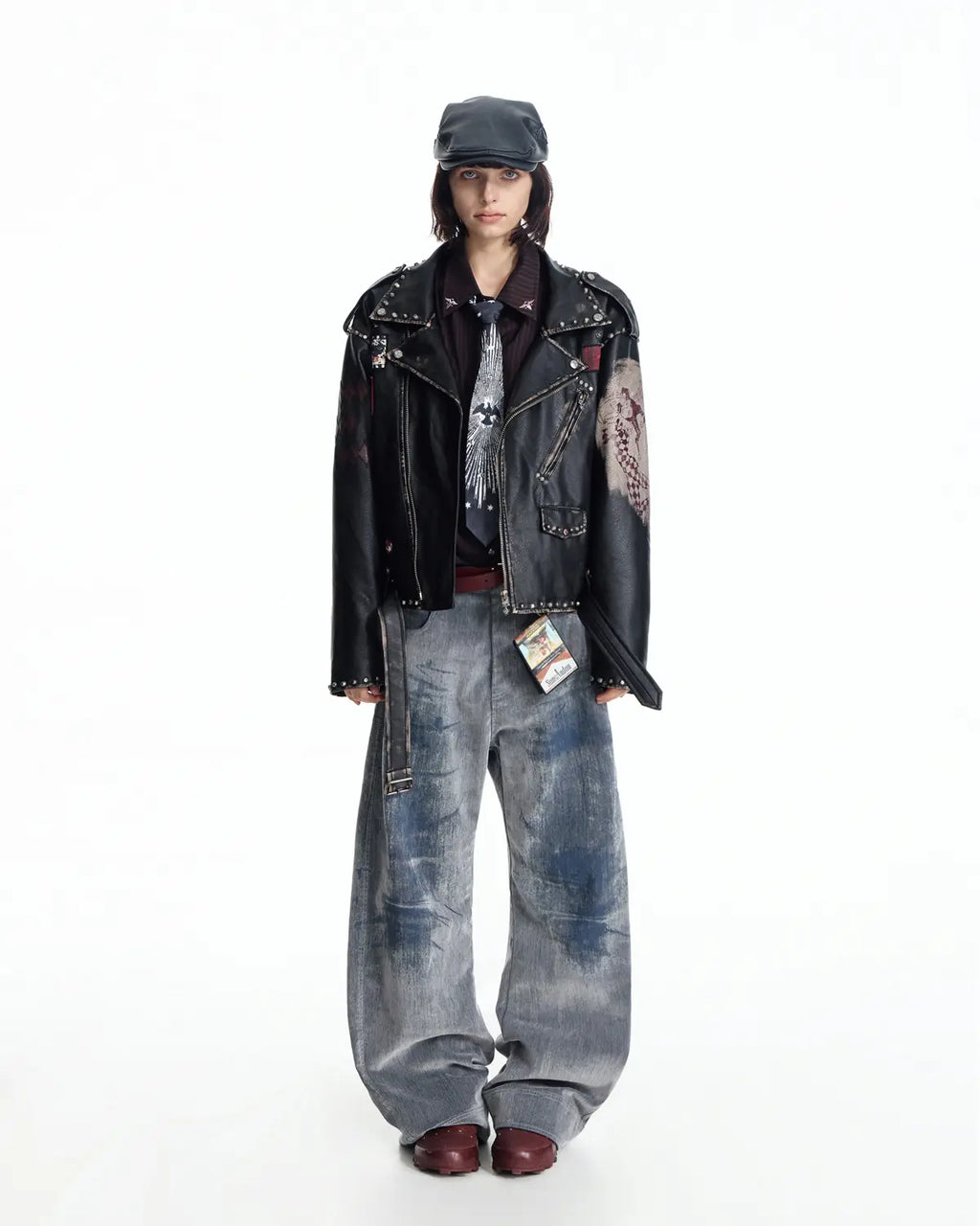 EMO  Wash Studded Faux-Leather Jacket