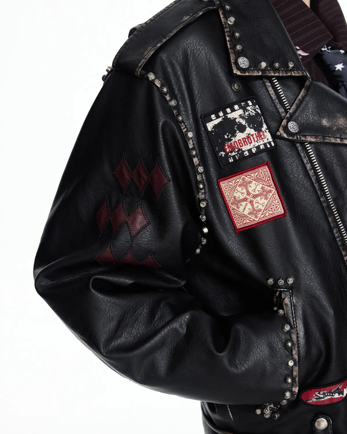 EMO  Wash Studded Faux-Leather Jacket