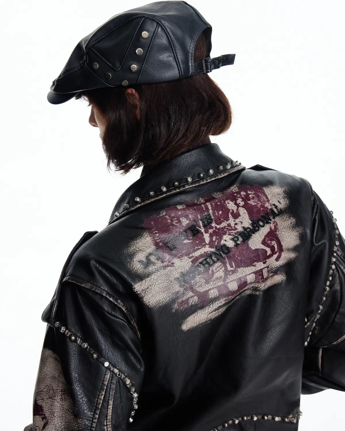 EMO  Wash Studded Faux-Leather Jacket