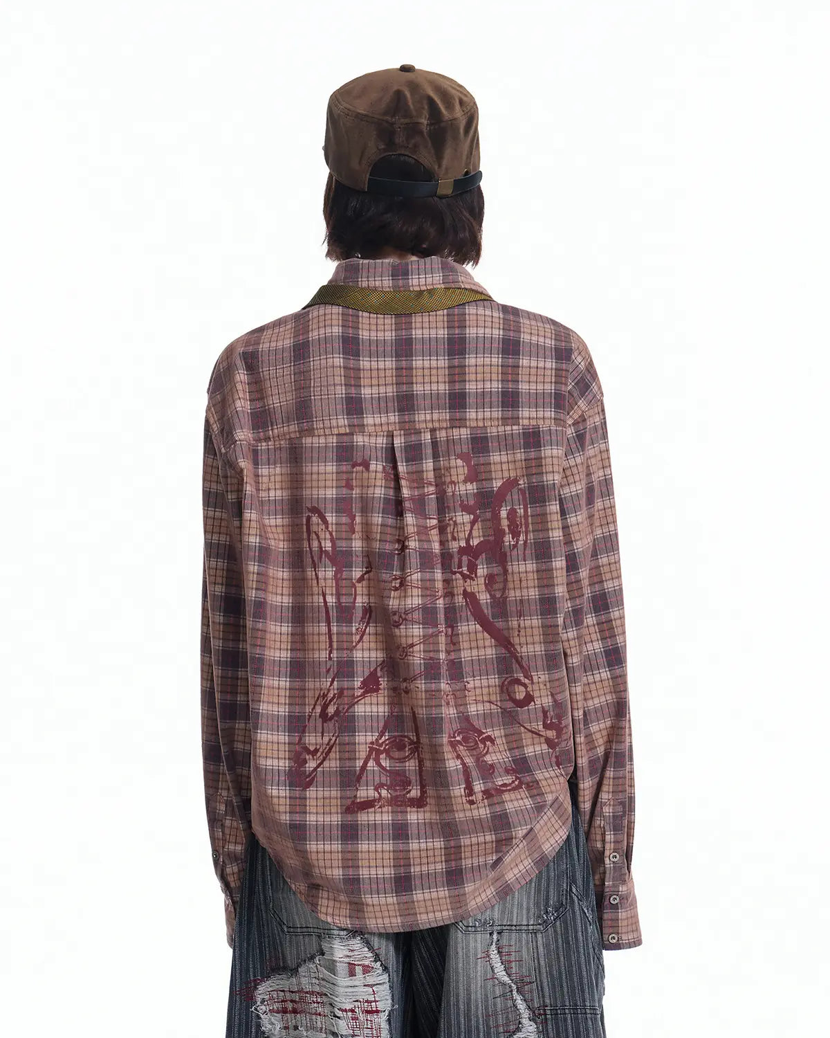 EMO Vintage Texture Flocking Button-Down