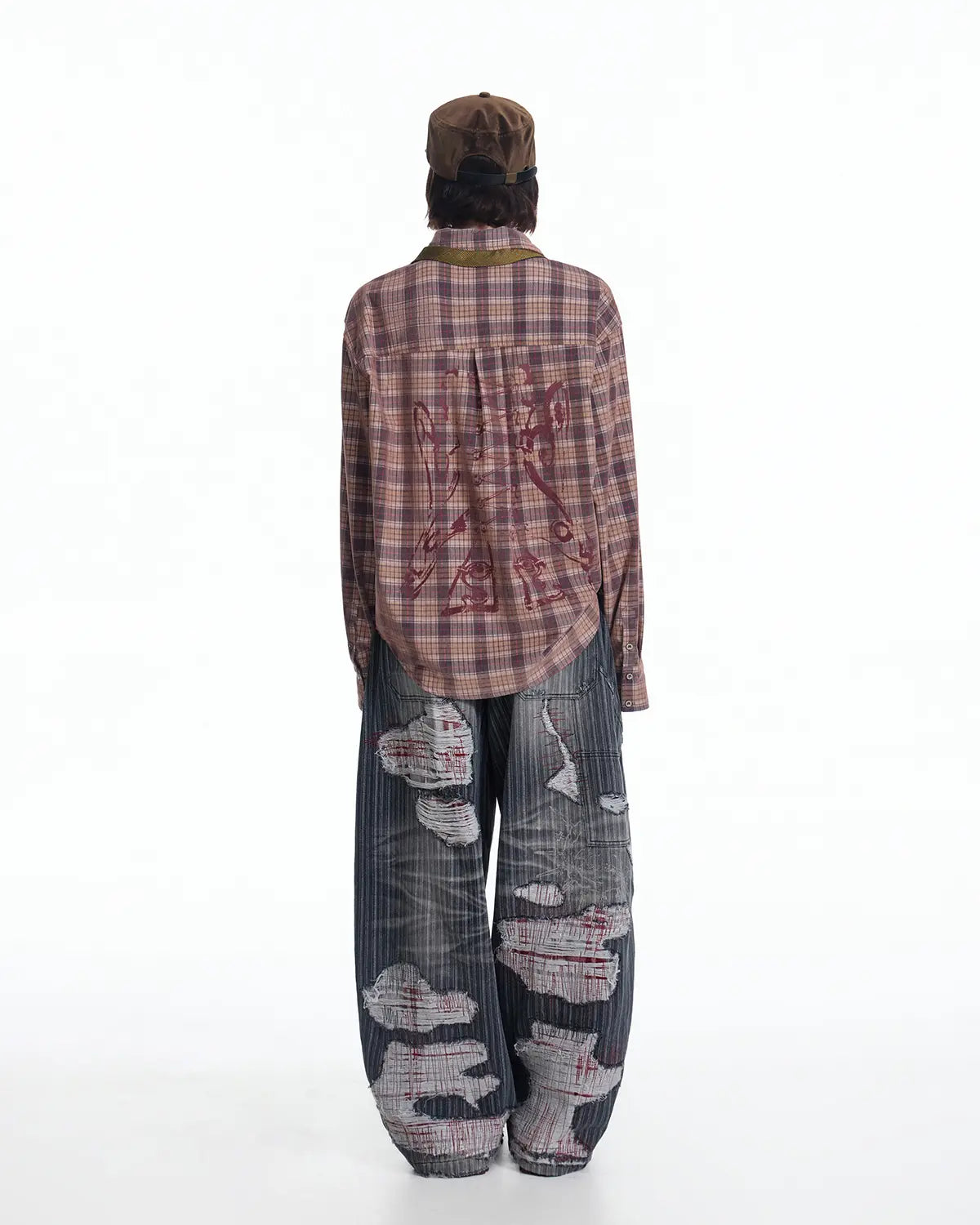 EMO Vintage Texture Flocking Button-Down