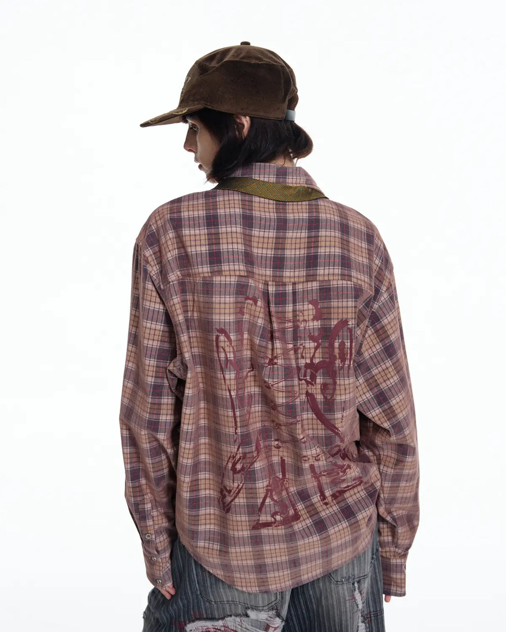 EMO Vintage Texture Flocking Button-Down Shirt