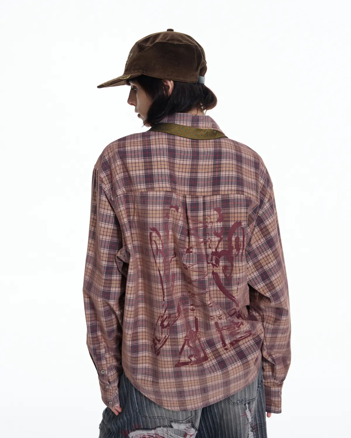 EMO Vintage Texture Flocking Button-Down Shirt