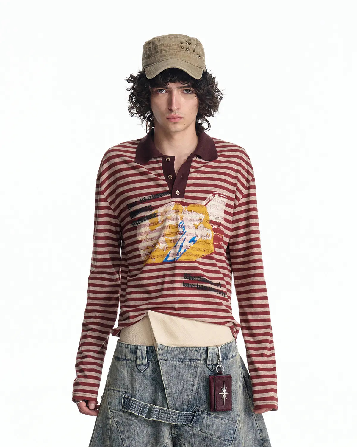 EMO "Retro Film Reel" Striped Knit Polo