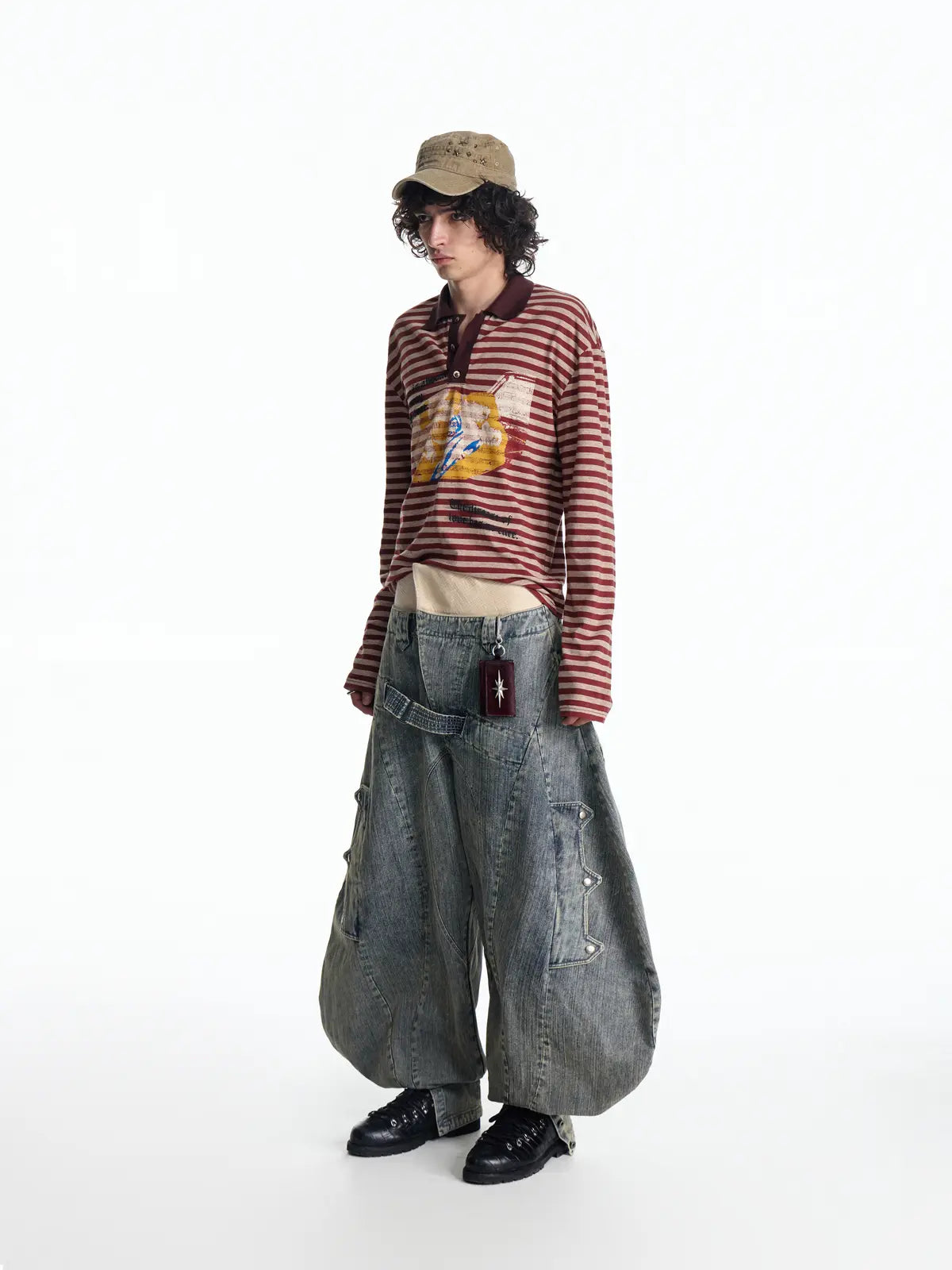 EMO "Retro Film Reel" Striped Knit Polo