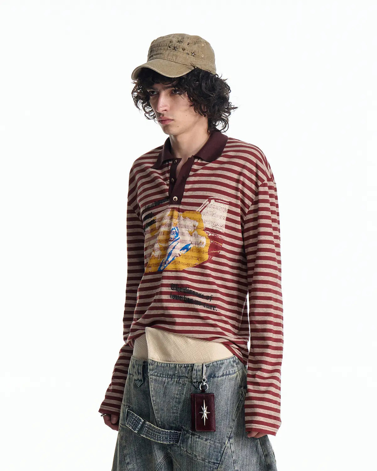 EMO "Retro Film Reel" Striped Knit Polo