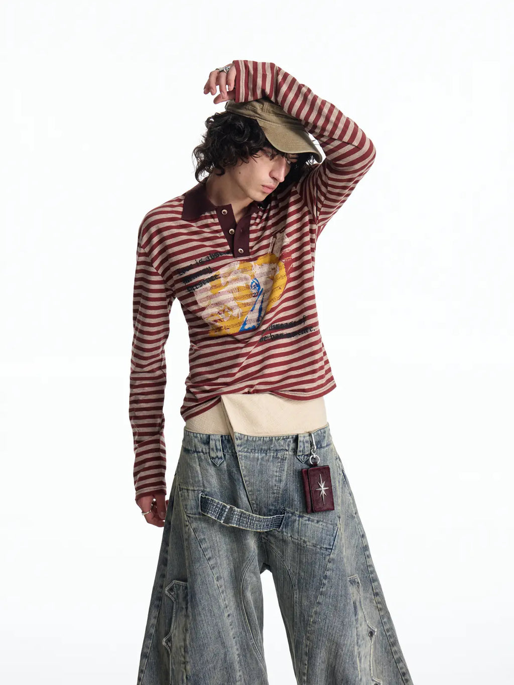EMO "Retro Film Reel" Striped Knit Polo