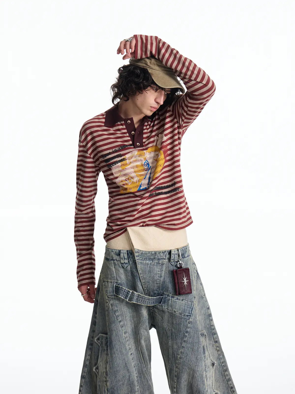 EMO "Retro Film Reel" Striped Knit Polo