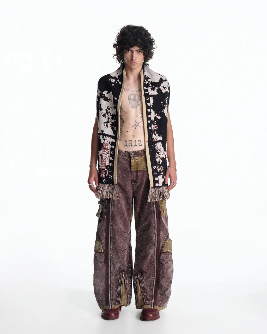 EMO Brushed Knit Film Strip Scarf