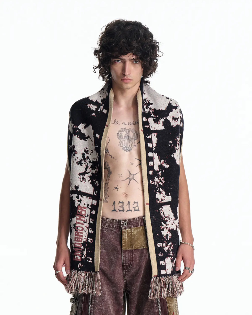 EMO Brushed Knit Film Strip Scarf