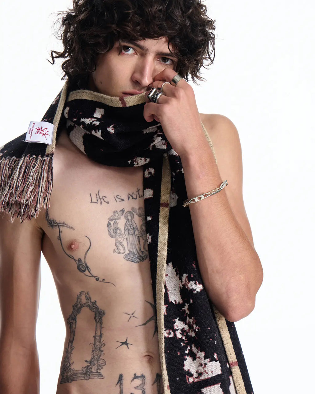 EMO Brushed Knit Film Strip Scarf