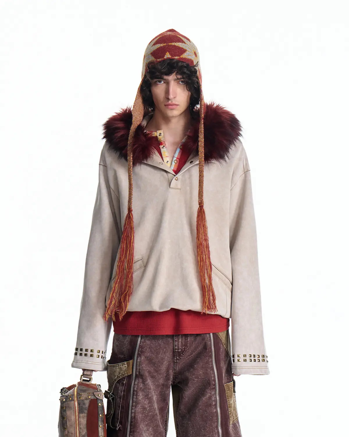 EMO Vintage Faux Fur Collar Hoodie