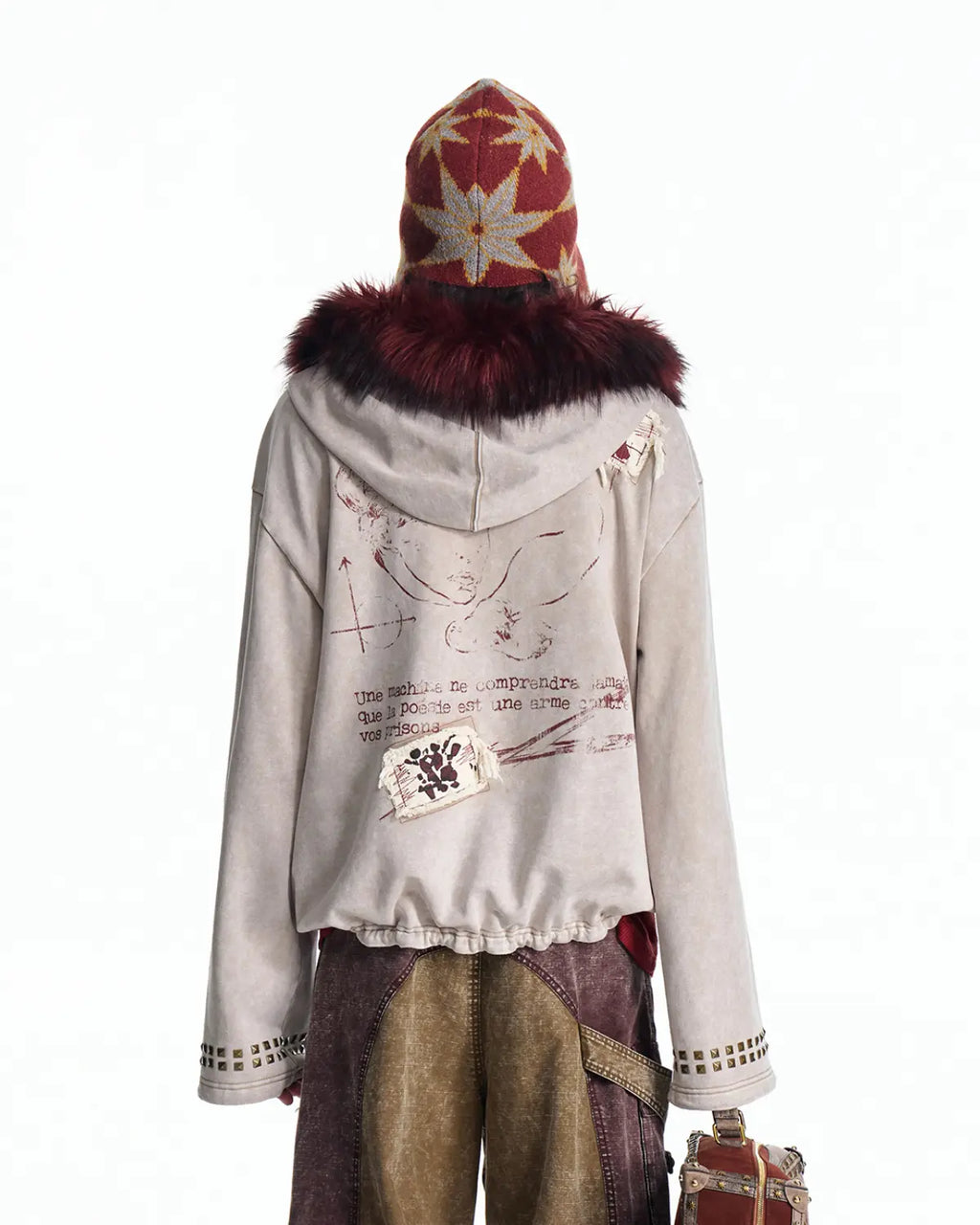 EMO Vintage Faux Fur Collar Hoodie