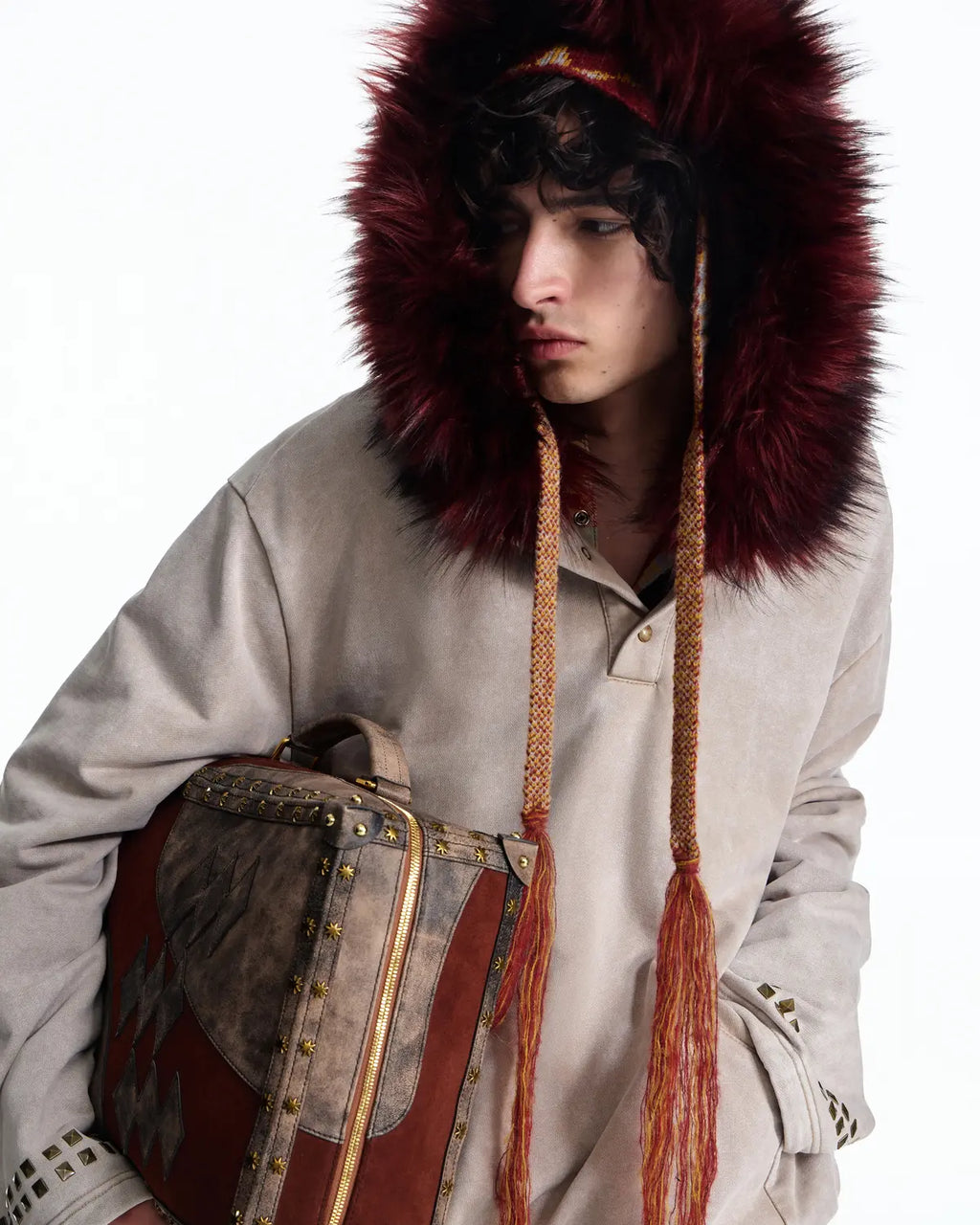 EMO Vintage Faux Fur Collar Hoodie