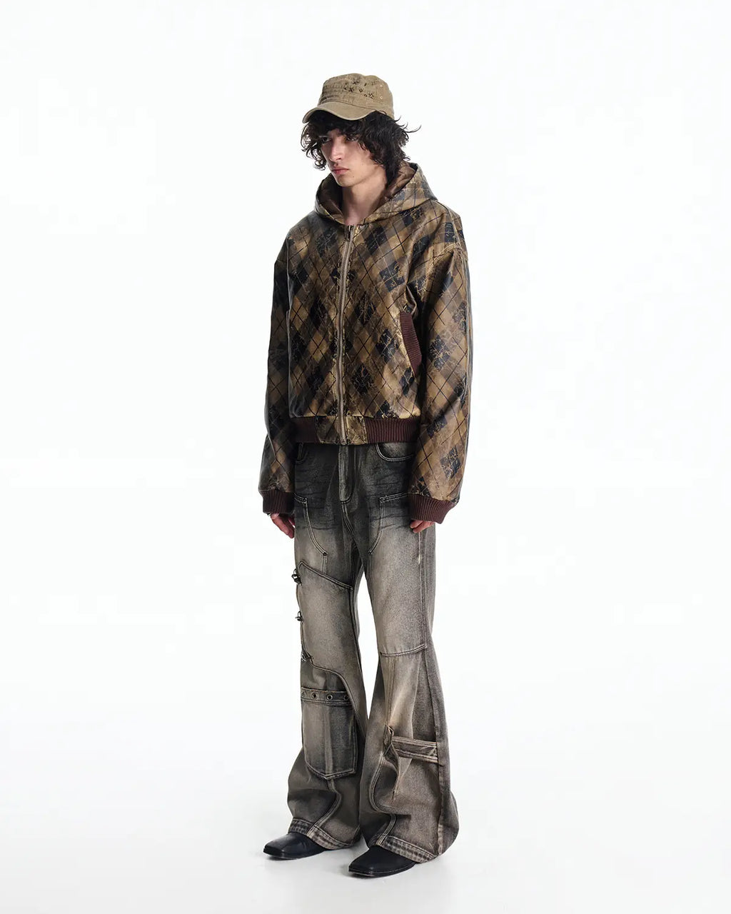 EMO Retro Grid Print Sweat Jacket