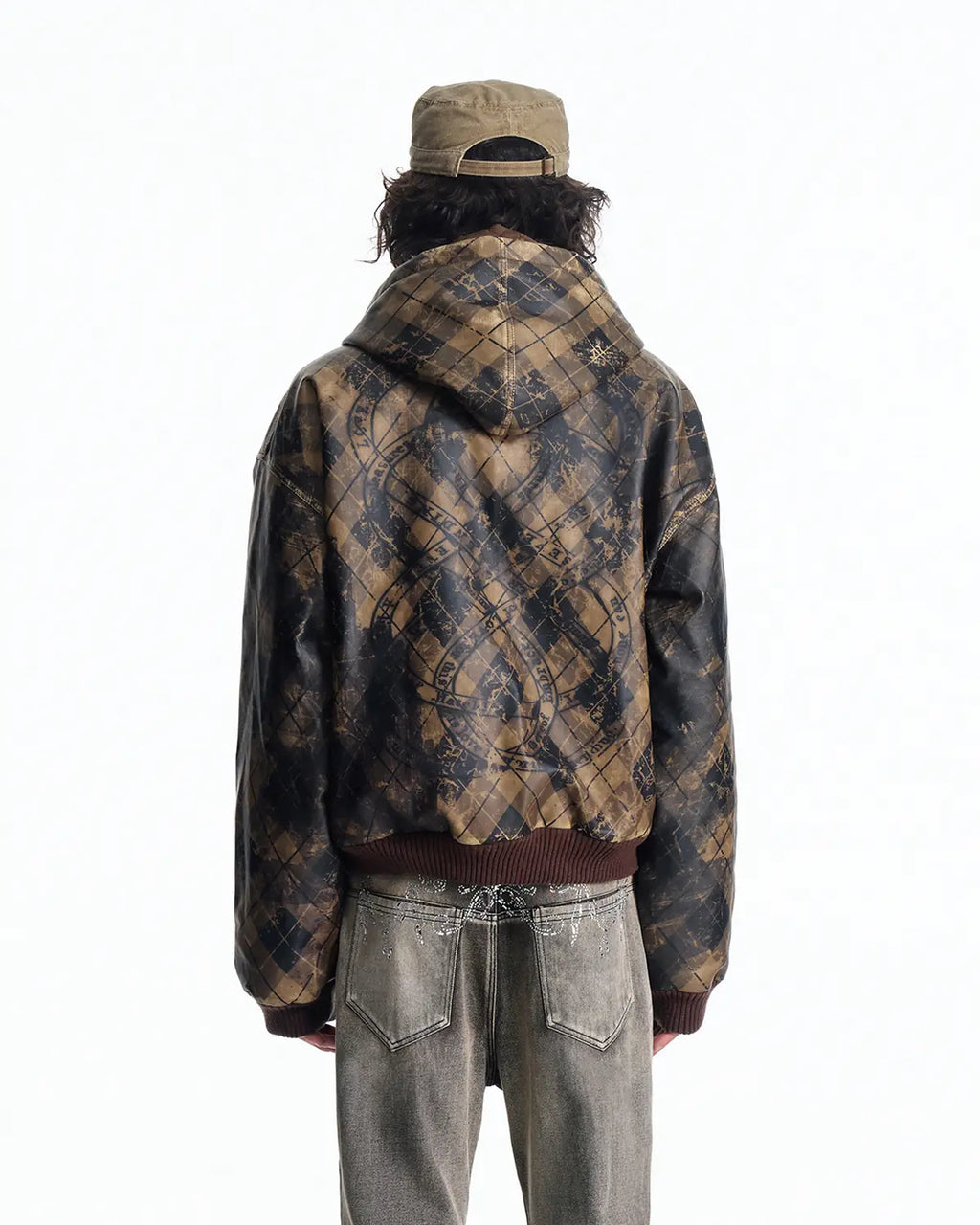 EMO Retro Grid Print Sweat Jacket