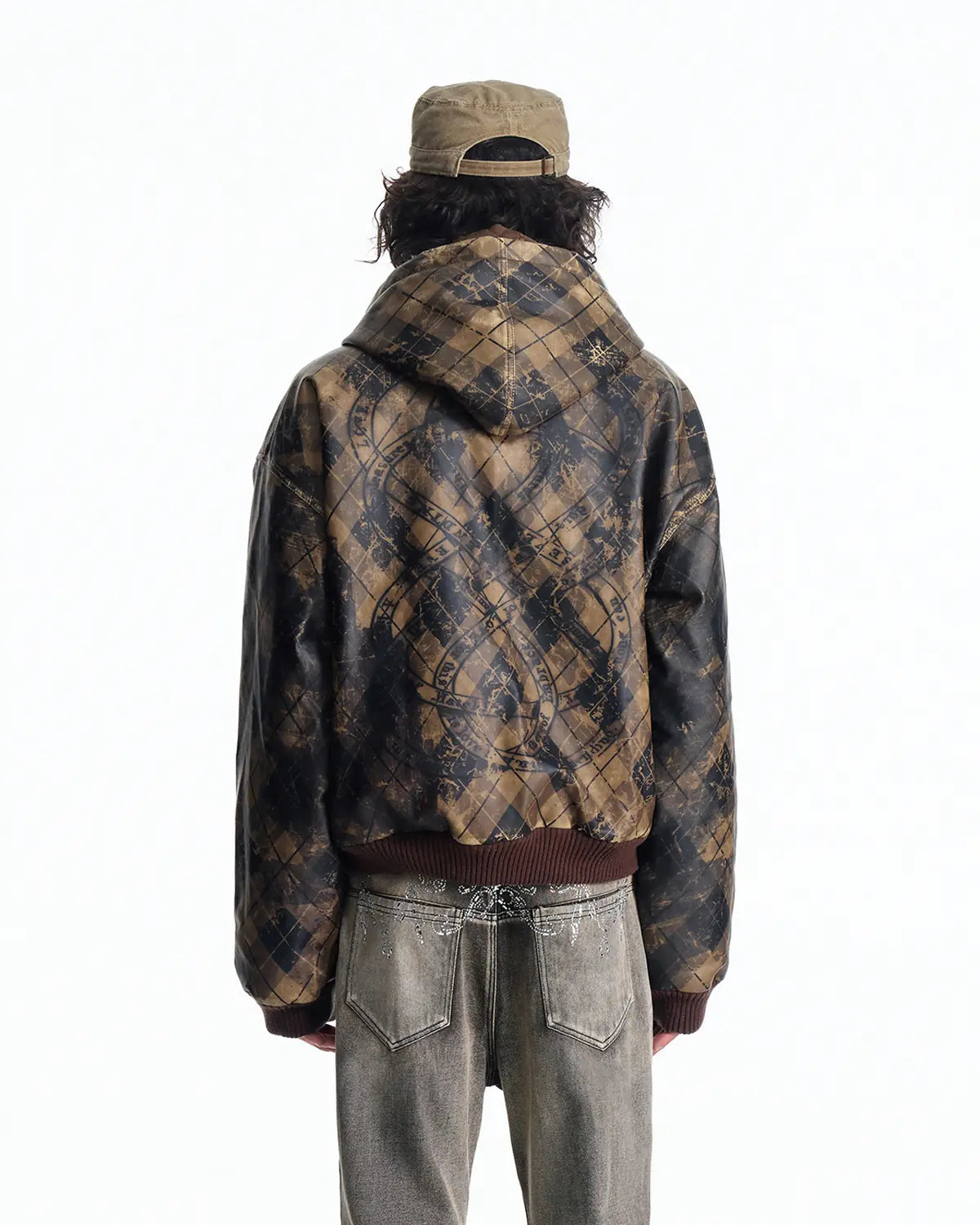 EMO Retro Grid Print Sweat Jacket