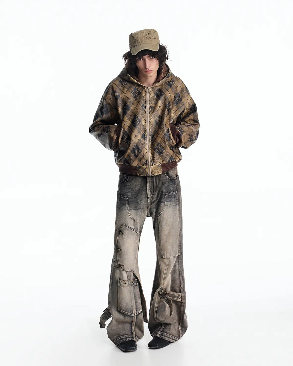 EMO Retro Grid Print Sweat Jacket