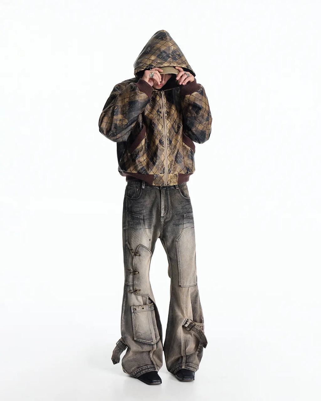 EMO Retro Grid Print Sweat Jacket