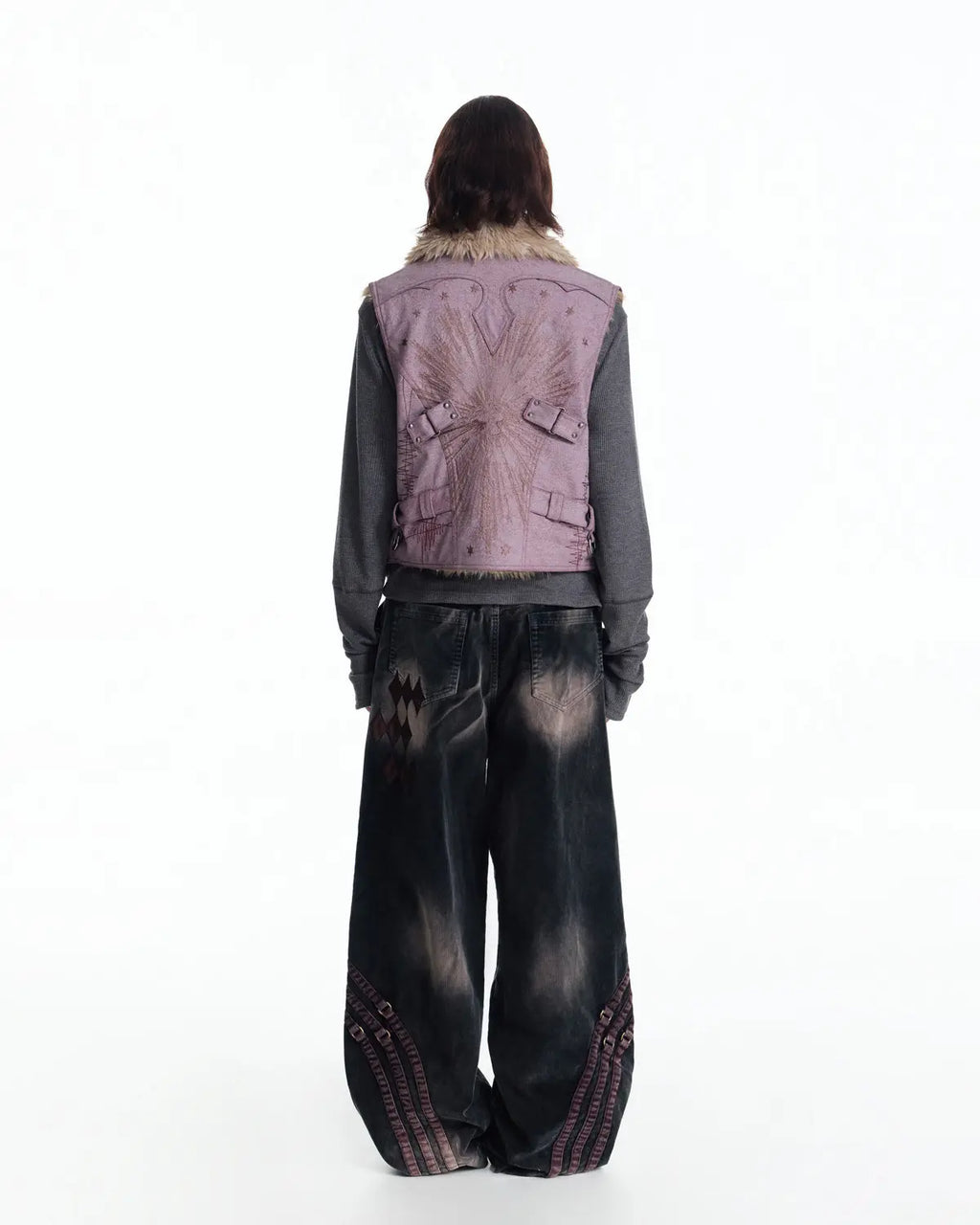 EMO Embroidered Cropped Faux-Leather