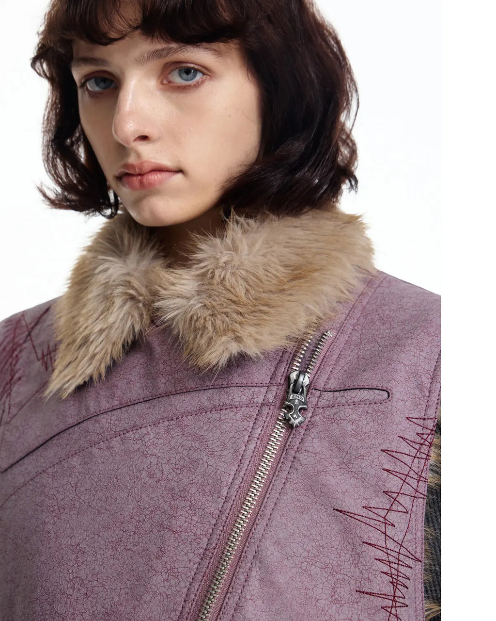 EMO Embroidered Cropped Faux-Leather