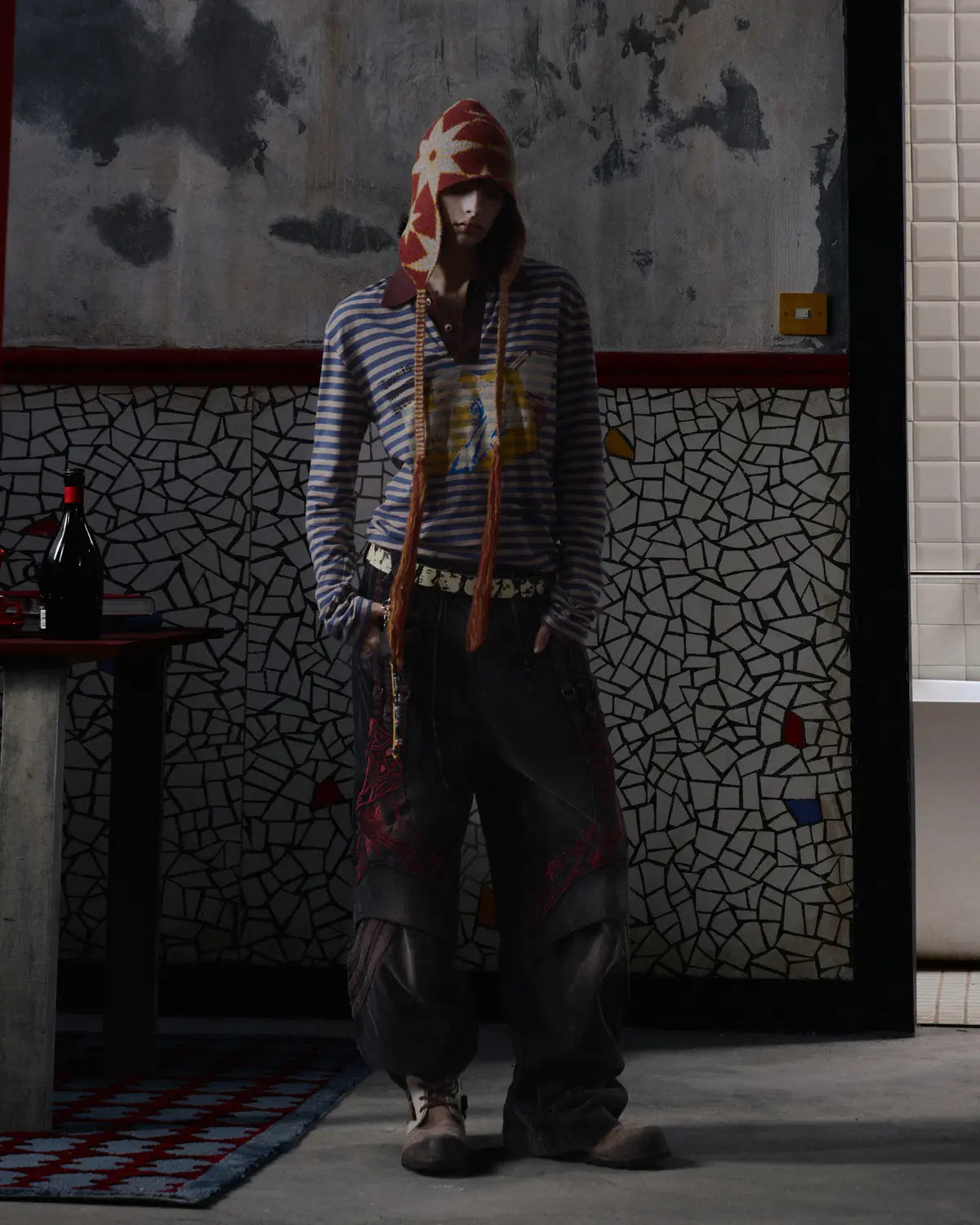 EMO "Retro Film Reel" Striped Knit Polo