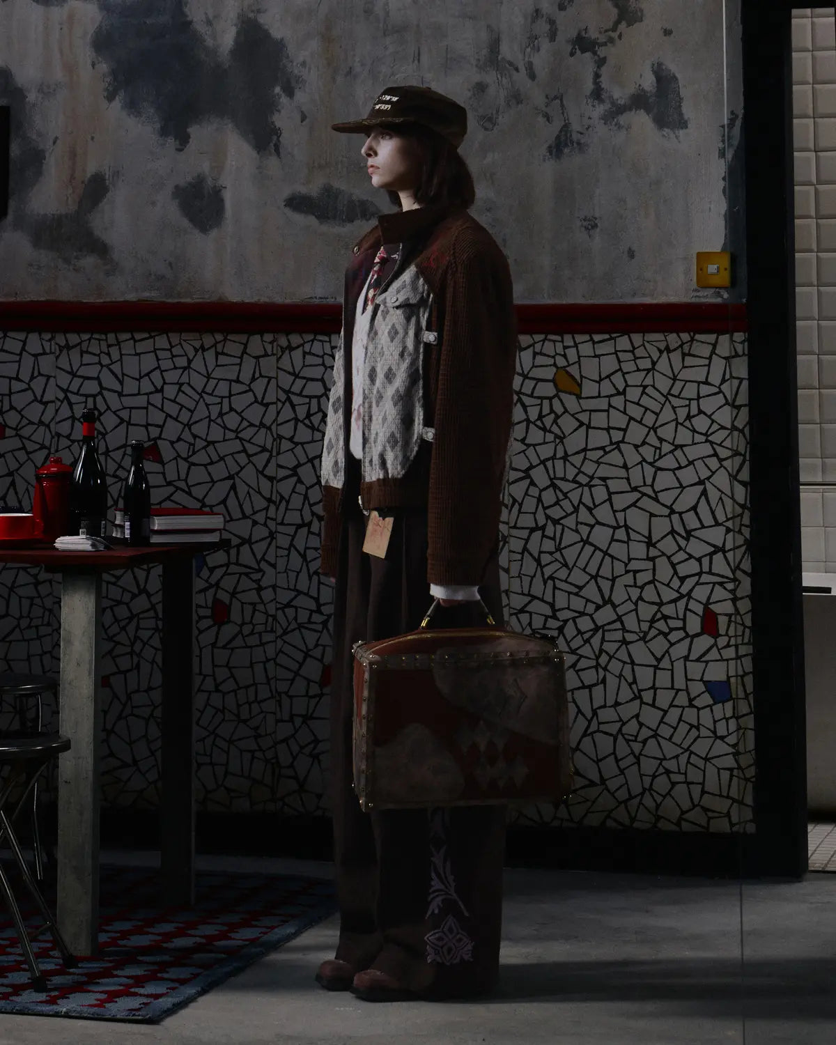 EMO Check-jacquard Wide Leg Trouser