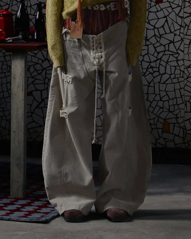 EMO Double Waistline Stripe Cord Pants