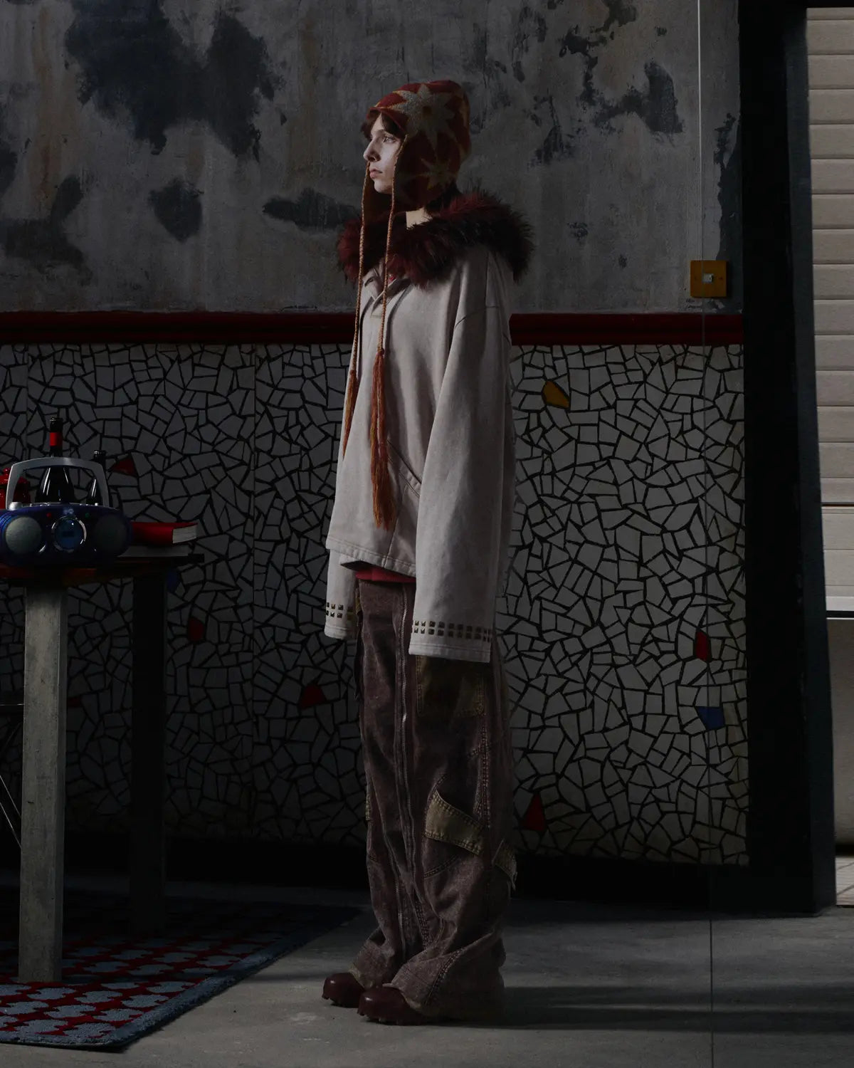 EMO Vintage Faux Fur Collar Hoodie