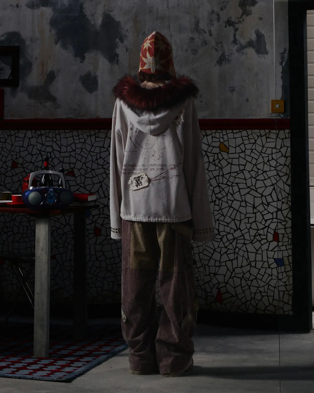 EMO Vintage Faux Fur Collar Hoodie