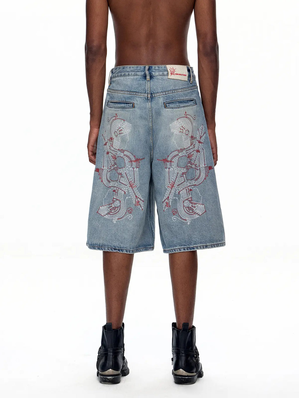 Wide Leg Denim Jorts black blue