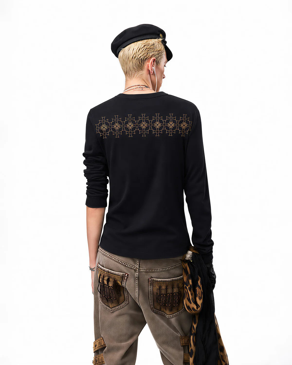 EMO Textured Half-Zip Graphic T-Shirt