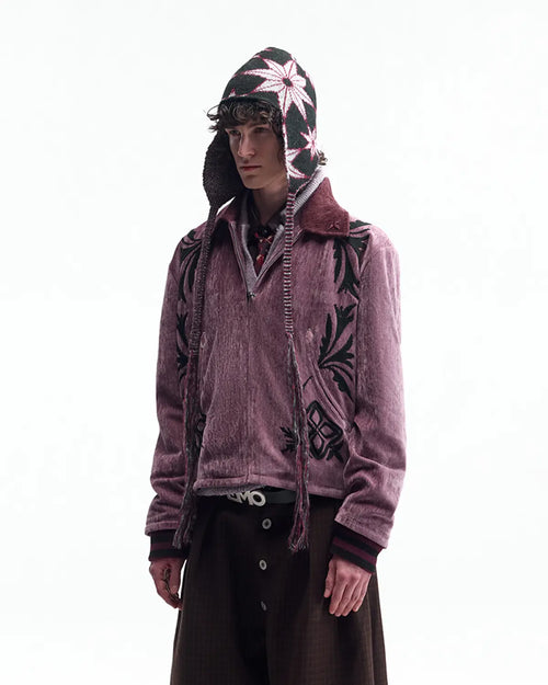 EMO Vintage Velvet Panel Baseball Jacket Purple – EMOBROTHER