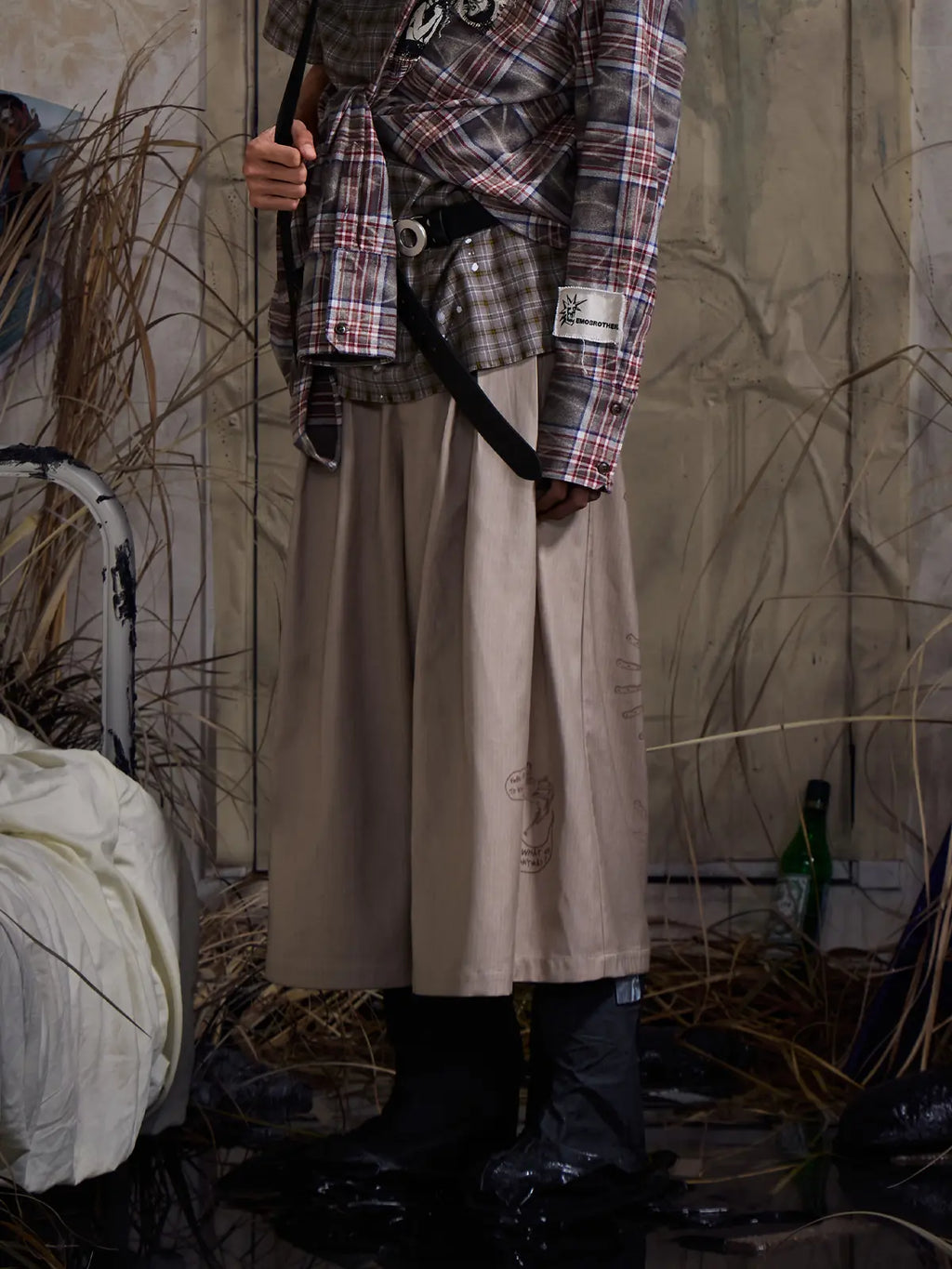 EMO "Filtered Words" Wide Leg Trousers