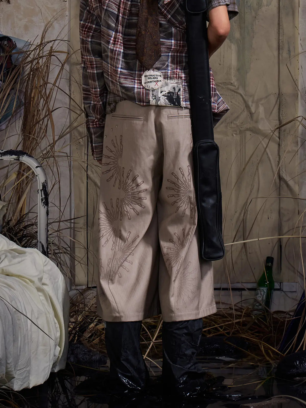 EMO "Filtered Words" Wide Leg Trousers