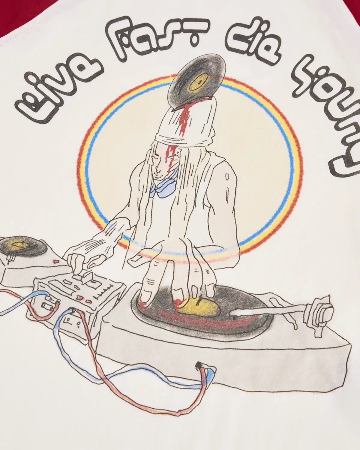 EMO 3/4 Sleeve Raglan Graphic Tee（red）