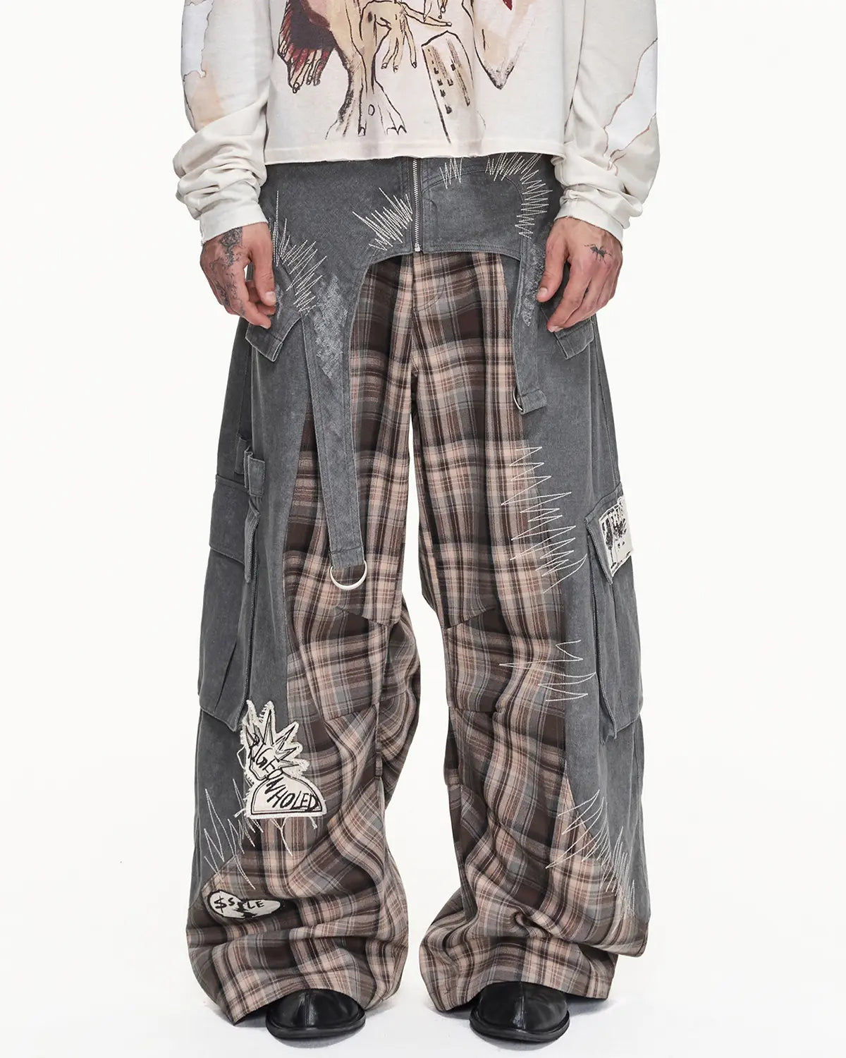 EMO"Digital Scar" Patchwork Trousers